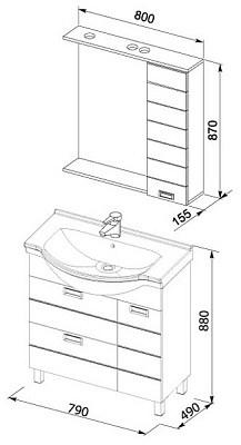 Мебель для ванной Aquanet Сити 80 белая