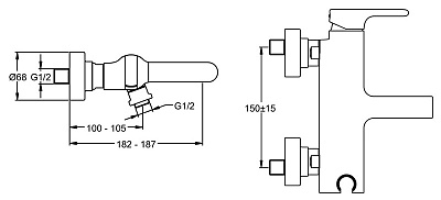 Смеситель Jacob Delafon Singulier E10867-CP для ванны с душем