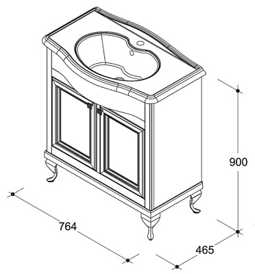 Тумба с раковиной Caprigo Порто 80 NOCE SCURO