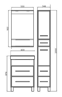 Тумба с раковиной Бриклаер Чили 60 венге