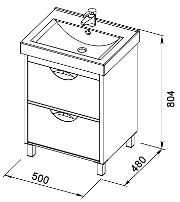 Тумба с раковиной Aquanet Гретта 50 венге