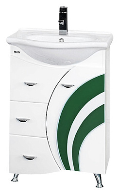 Мебель для ванной Misty Каролина 60 3 ящика R зеленое стекло