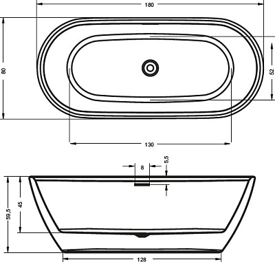 Акриловая ванна RIHO Inspire 180x80 Velvet White
