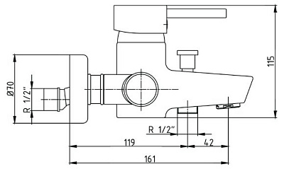 Смеситель E.C.A. Mix minimal 102102280 для ванны с душем
