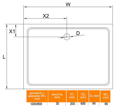 Поддон для душа Cezares SMC AH 120x80 см