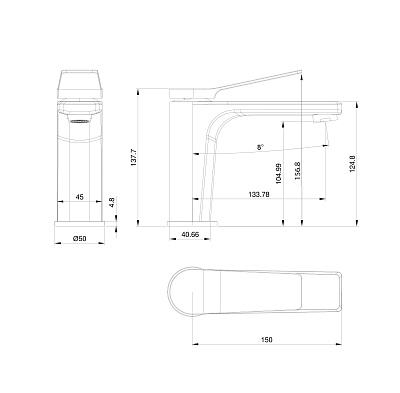 Смеситель для раковины WONZON & WOGHAND, Черный матовый WW-XH-012-MB