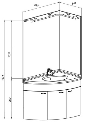 Тумба с раковиной Aquanet Корнер Close  R