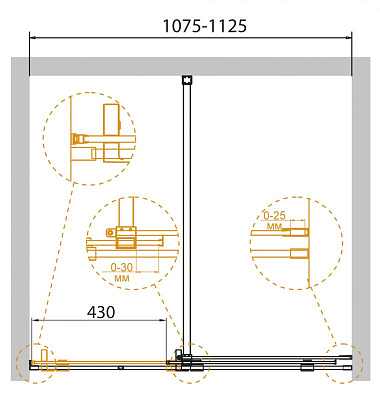 Душевая дверь в нишу Cezares STREAM-BF-1-110-C-Cr