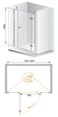 Душевая дверь в нишу Cezares Verona B13 60/60/60 P Cr L