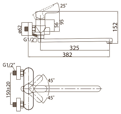 Смеситель BelBagno Reno REN VDLM CRM универсальный