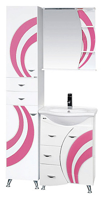Тумба с раковиной Misty Каролина 60 3 ящика R розовое стекло