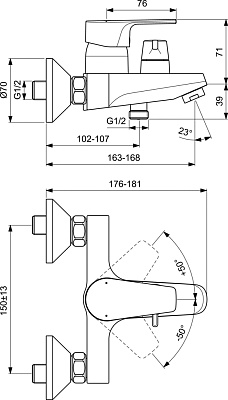 Смеситель для ванны с душем Ideal Standard Cerafine D BC494AA