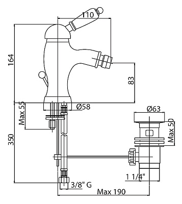 Смеситель Cezares Elite ELITE-BSM1-01-Bi для биде