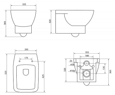 Чаша для унитаза BelBagno Lago BB128CH подвесная