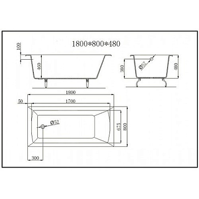 Чугунная ванна Castalia Prime 180x80 с ручками
