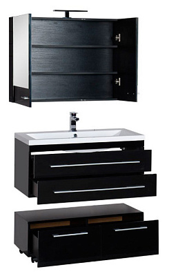 Тумба Aquanet Нота 90 подкатная черная