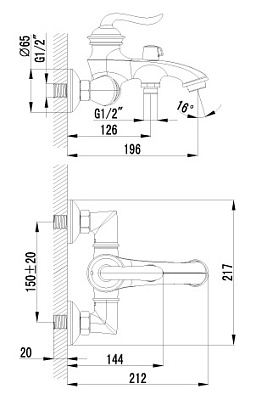 Смеситель Lemark Brava LM4712G для ванны с душем
