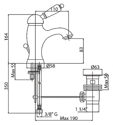 Смеситель Cezares Vintage VINTAGE-LSM1-02-Sw для раковины