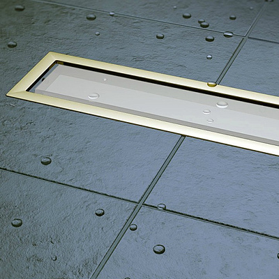 Confluo Premium White Glass Gold Line 550 Линейный трап PESTAN