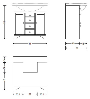 Тумба с раковиной Eban Eleonora 85 белая