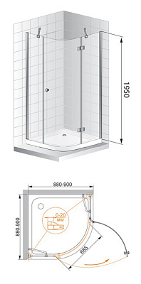 Душевой уголок Cezares Verona R1 C Cr L
