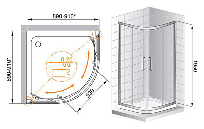 Душевой уголок Cezares Porta R2 90 C Cr IV