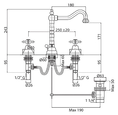 Смеситель Cezares Lord LORD-BLS2-03 для раковины