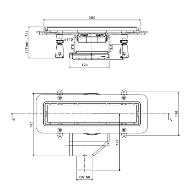 Confluo Premium Gold Black Glass Line 300 Линейный трап PESTAN