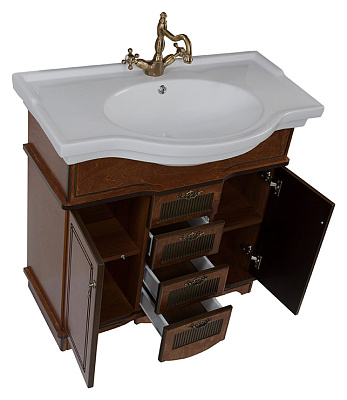 Тумба с раковиной Aquanet Луис 90 NEW темный орех