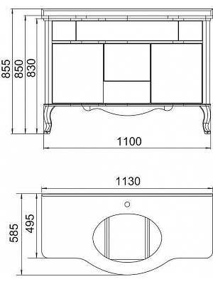 Тумба с раковиной Timo Vilma 110 M-VR (1015)