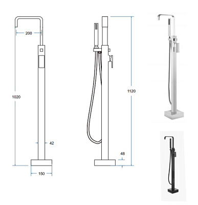 Смеситель напольный BESCO Modern I черный матовый