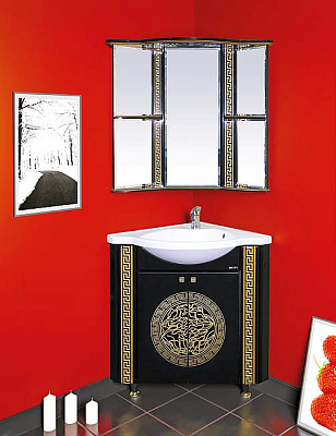 Тумба с раковиной Misty Olimpia Lux 60 угловая черная патина