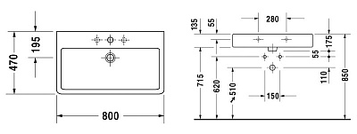 Раковина Duravit Vero 0454800000 (80 см)