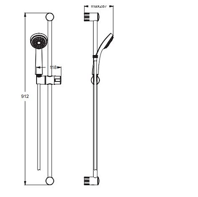 Гарнитур душевой SEVA JET M1 штанга 900мм+шланг+лейка 1 режим струи Vidima BA189AA