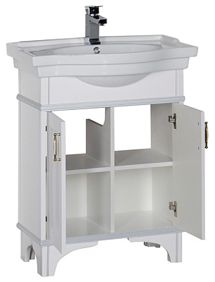 Тумба с раковиной Aquanet Валенса 80 белый краколет/серебро
