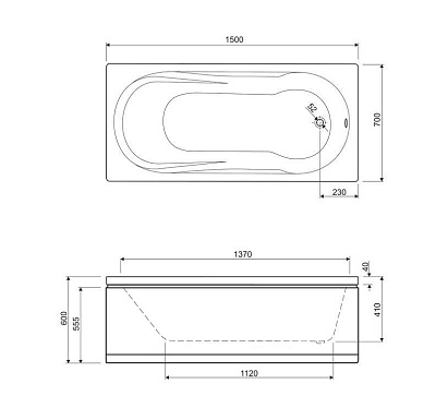 Акриловая ванна CEZARES Modena 150x70