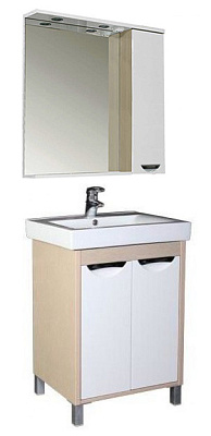 Тумба с раковиной Aquanet Гретта 60  2 двери светлый дуб