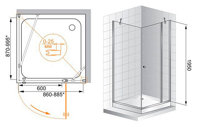 Душевой уголок Cezares Triumph A12 90 P Cr R