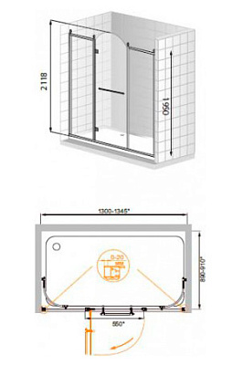 Душевая дверь в нишу Cezares Retro B13 130 CP G L