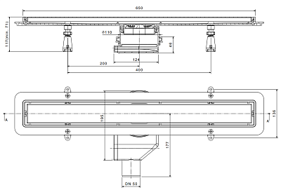Confluo Premium Gold Black Glass Line 650 Линейный трап PESTAN