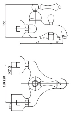 Смеситель Cezares Margot MARGOT-VM-01-M для ванны с душем