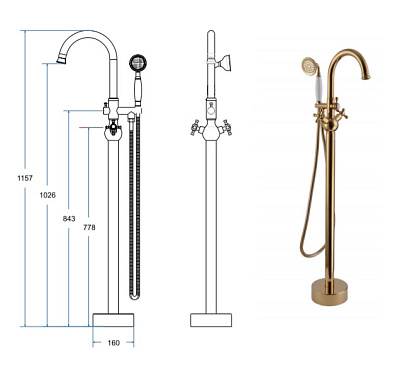 Смеситель напольный BESCO Retro I бронза