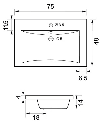Тумба с раковиной Aquanet Нота 75 белая