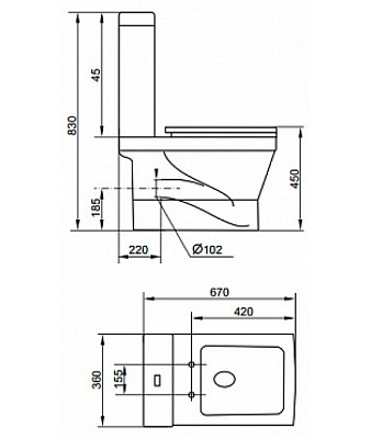 Чаша для унитаза-компакта Cezares Prati CZR-148