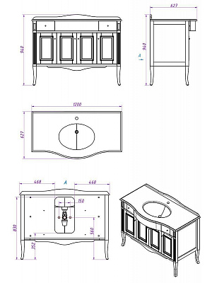 Тумба с раковиной Timo Aura 120 M-VR bianco/silver