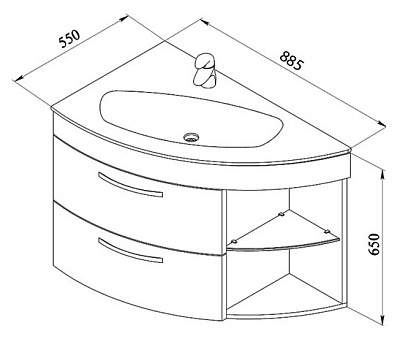 Тумба с раковиной De Aqua Трио Люкс белая L