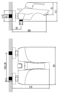 Смеситель Lemark Unit LM4502C для ванны с душем