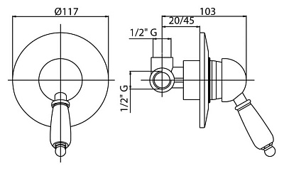 Смеситель Cezares Venezia VENEZIA-DIM-01-Bi для душа
