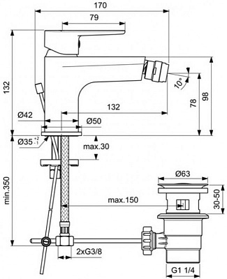 Смеситель для биде Ideal Standard Cerafine O BC498AA