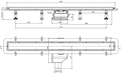 Confluo Premium White Glass Gold Line 850 Линейный трап PESTAN